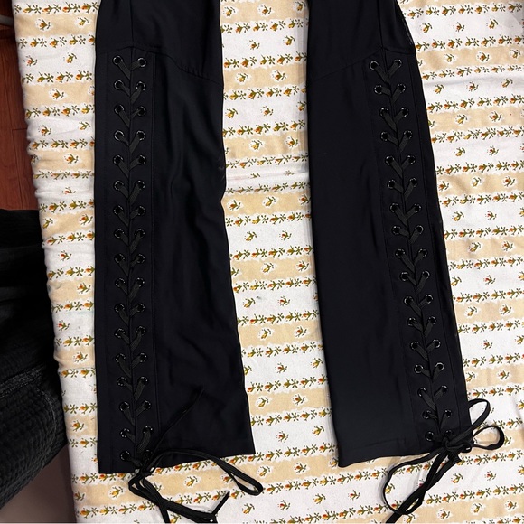 Lip Service “Fetish” Black Mesh Lace Up Flare Zip Front with Mini Shorts - Picture 3 of 8